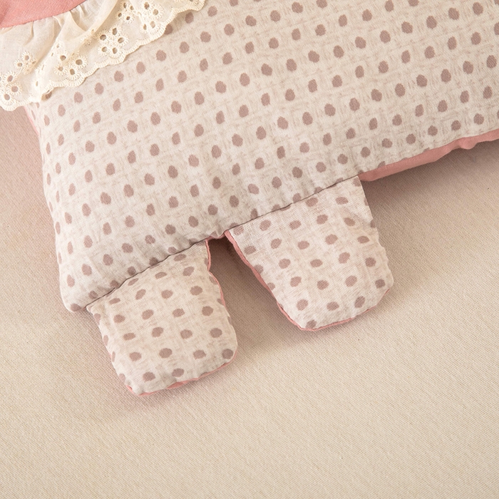 91家纺网 家纺一手货源 找家纺 梦莱家纺 2026新款水洗棉麻荞麦枕枕头枕芯系列-花边熊 花边熊-粉