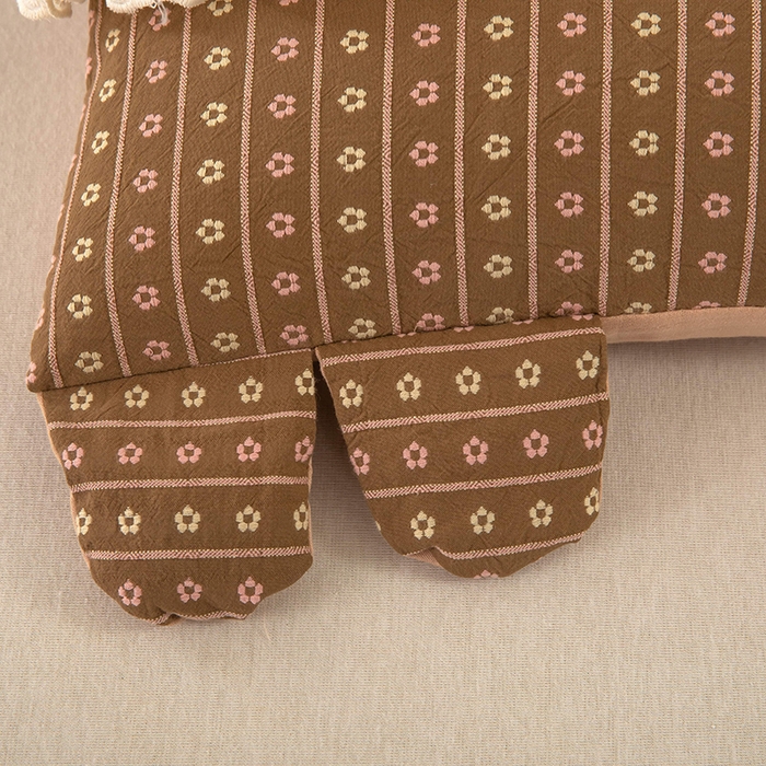 91家纺网 家纺一手货源 找家纺 梦莱家纺 2026新款水洗棉麻荞麦枕枕头枕芯系列-花边熊 花边熊-咖