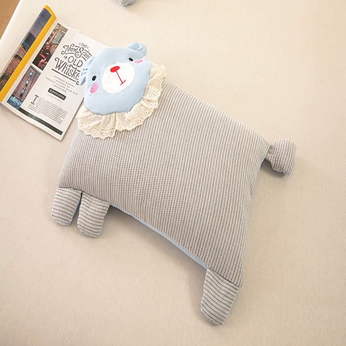 91家纺网 家纺一手货源 找家纺 梦莱家纺 2026新款水洗棉麻荞麦枕枕头枕芯系列-花边熊 花边熊-蓝