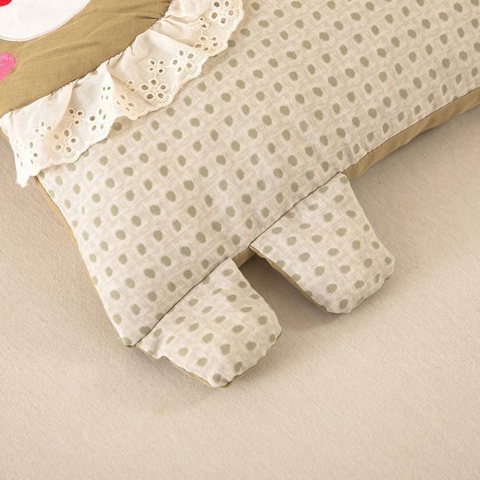 91家纺网 家纺一手货源 找家纺 梦莱家纺 2026新款水洗棉麻荞麦枕枕头枕芯系列-花边熊 花边熊卡其