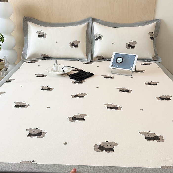 91家纺网 家纺一手货源 找家纺 懒猫家纺 2026新款高精密冰丝抗菌防螨床席床笠凉席 快乐小狗床笠