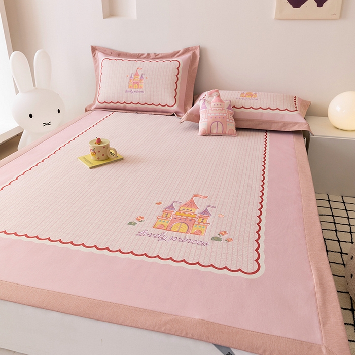 91家纺网 家纺一手货源 找家纺 （总）懒猫家纺 2026新款1200D冰丝印花刺绣凉席床笠款床席款