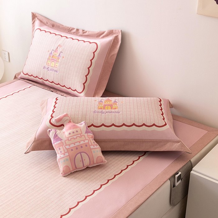 91家纺网 家纺一手货源 找家纺 （总）懒猫家纺 2026新款1200D冰丝印花刺绣凉席床笠款床席款