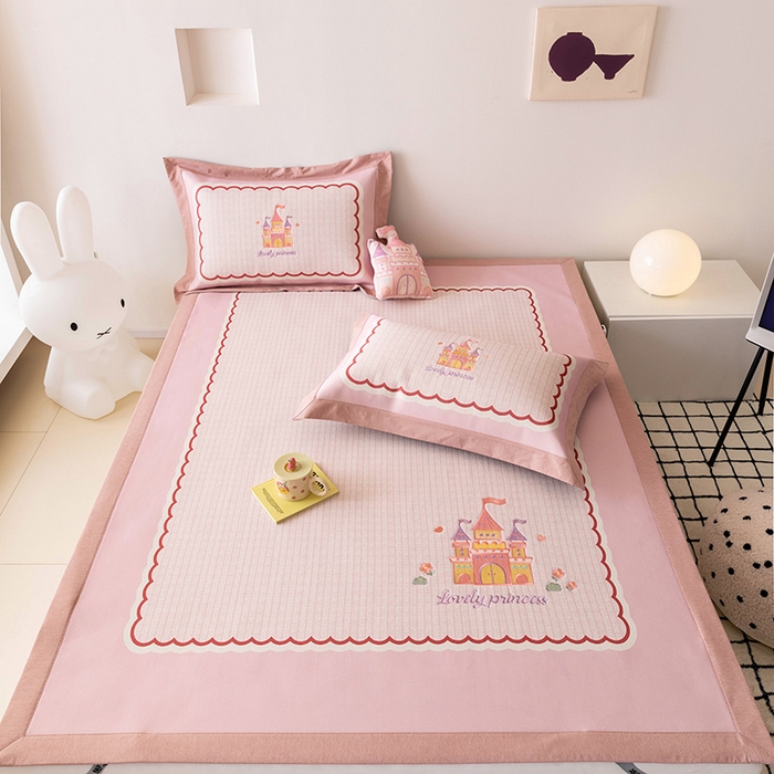 91家纺网 家纺一手货源 找家纺 （总）懒猫家纺 2026新款1200D冰丝印花刺绣凉席床笠款床席款