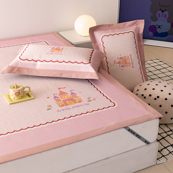 91家纺网 家纺一手货源 找家纺 （总）懒猫家纺 2026新款1200D冰丝印花刺绣凉席床笠款床席款