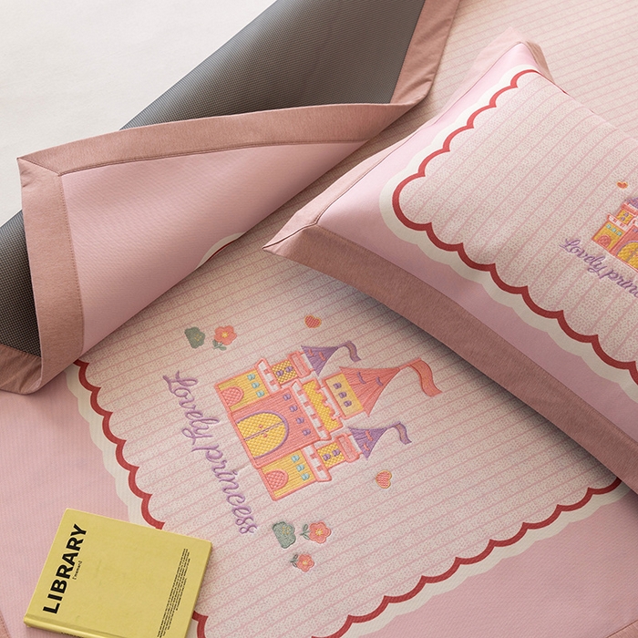 91家纺网 家纺一手货源 找家纺 （总）懒猫家纺 2026新款1200D冰丝印花刺绣凉席床笠款床席款