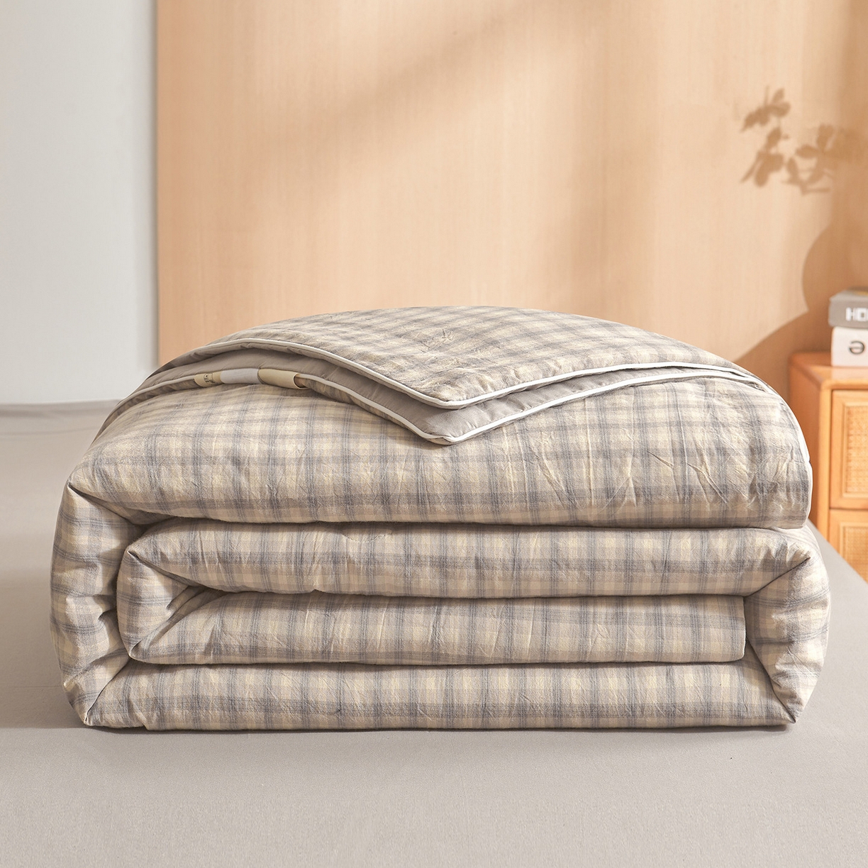 金喜 2026新款A类全棉色织水洗棉夏被夏凉被 焕花灰