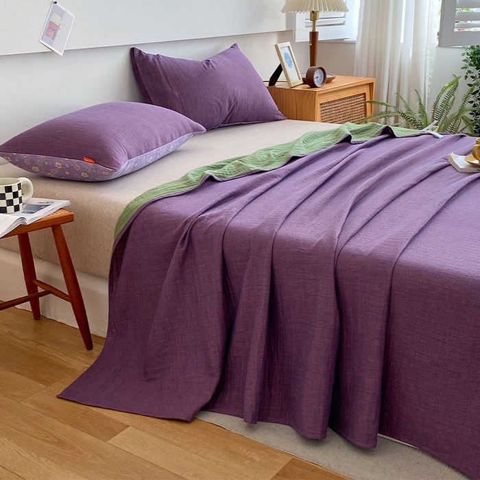 91家纺网 家纺一手货源 找家纺 春皖家纺 2026新款全棉纯棉拉链款双层纱四件套 雪花飘