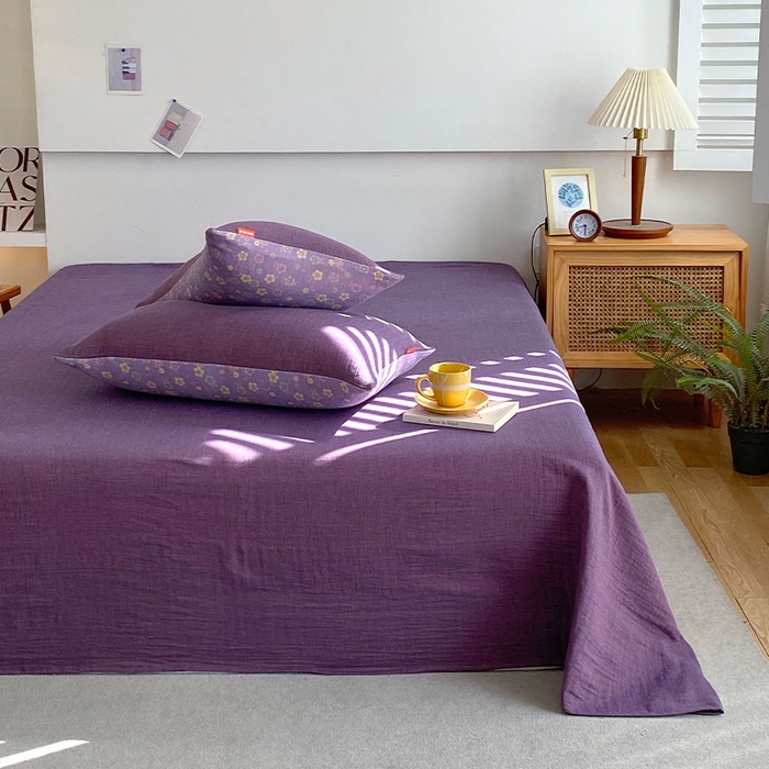 91家纺网 家纺一手货源 找家纺 春皖家纺 2026新款全棉纯棉拉链款双层纱四件套 雪花飘