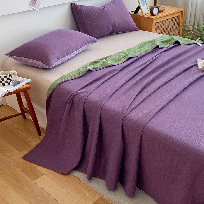 91家纺网 家纺一手货源 找家纺 春皖家纺 2026新款全棉纯棉拉链款双层纱四件套 雪花飘