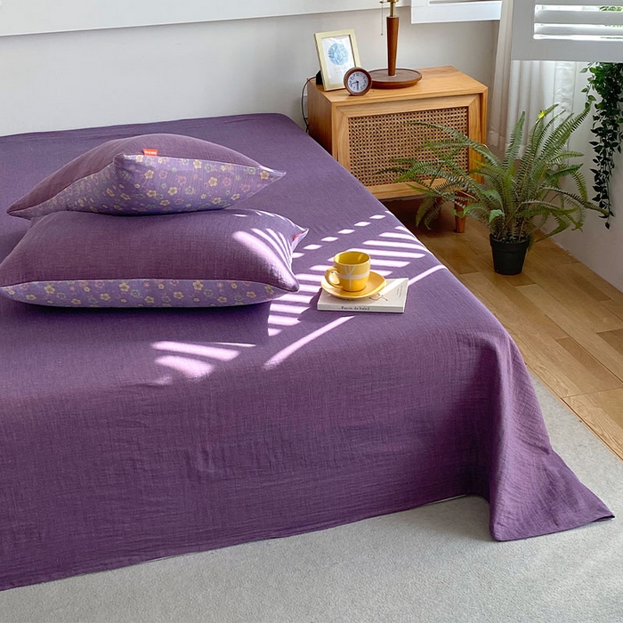 91家纺网 家纺一手货源 找家纺 春皖家纺 2026新款全棉纯棉拉链款双层纱四件套 雪花飘