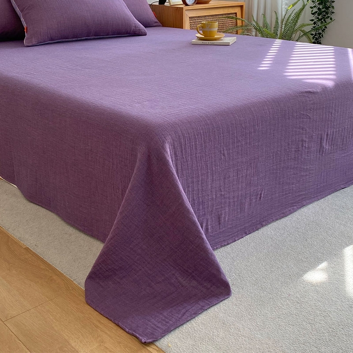 91家纺网 家纺一手货源 找家纺 春皖家纺 2026新款全棉纯棉拉链款双层纱四件套 雪花飘