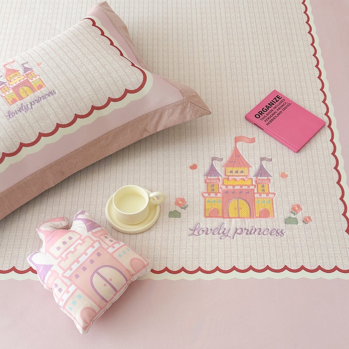 91家纺网 家纺一手货源 找家纺 懒猫家纺 2026新款1200D冰丝印花刺绣凉席床笠款床席款 城堡-床笠款