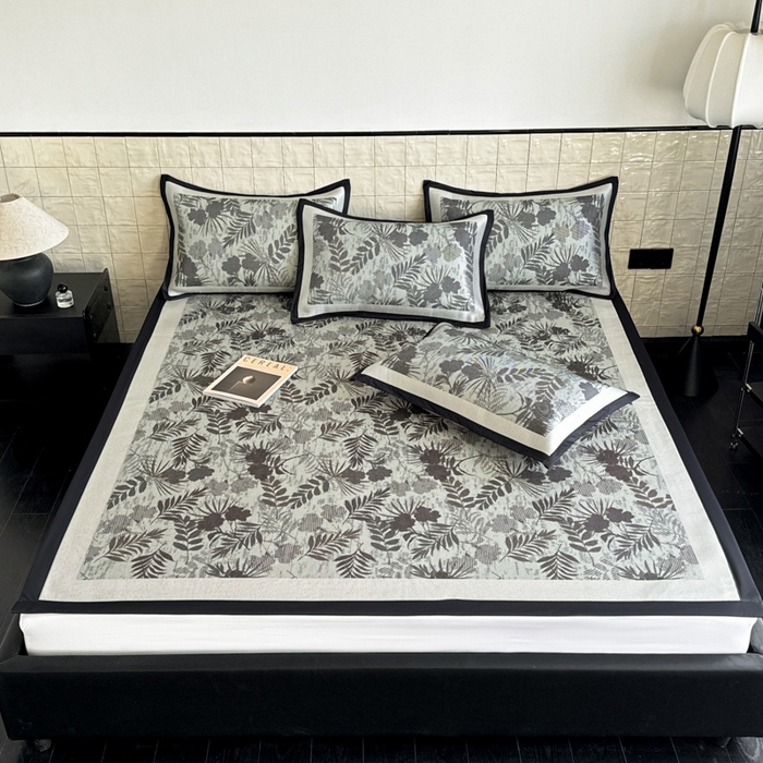 懒猫家纺 2026新款800D数码印花大版冰藤凉席 梅琳娜