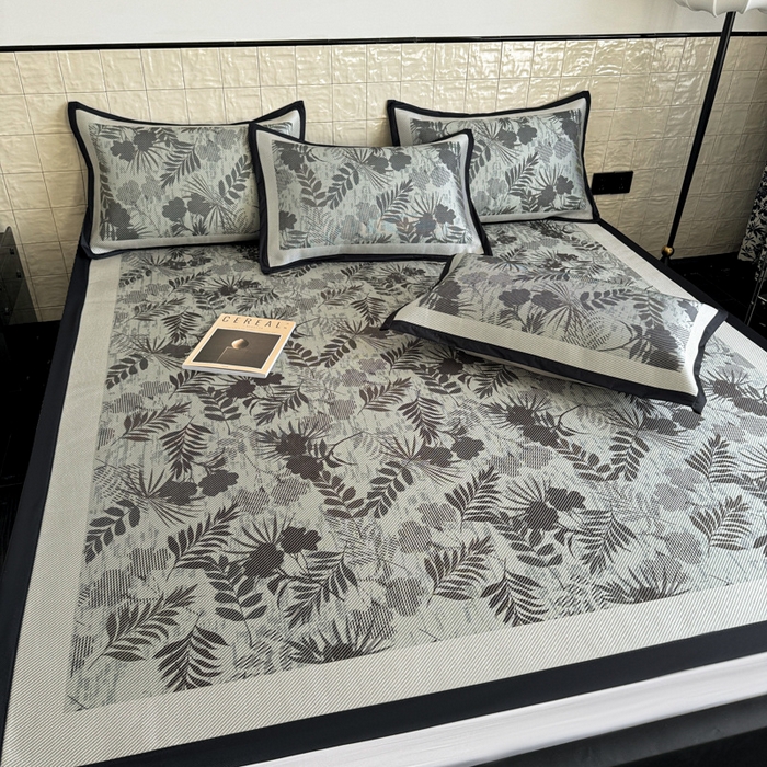 91家纺网 家纺一手货源 找家纺 懒猫家纺 2026新款800D数码印花大版冰藤凉席 梅琳娜