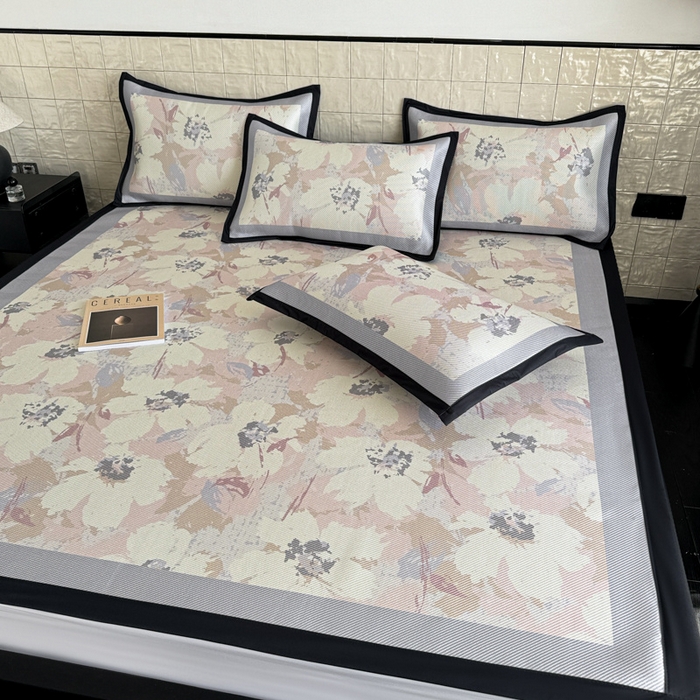 91家纺网 家纺一手货源 找家纺 懒猫家纺 2026新款800D数码印花大版冰藤凉席 慕妮卡