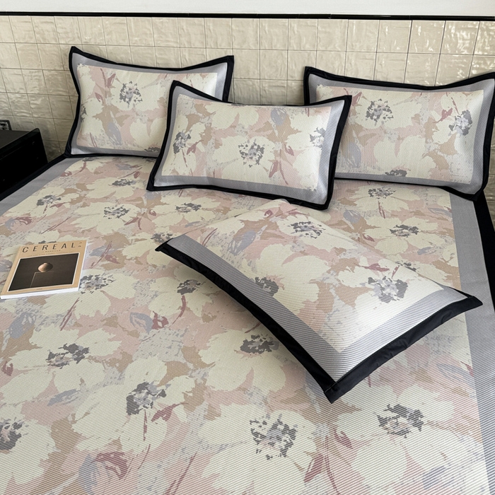 91家纺网 家纺一手货源 找家纺 懒猫家纺 2026新款800D数码印花大版冰藤凉席 慕妮卡