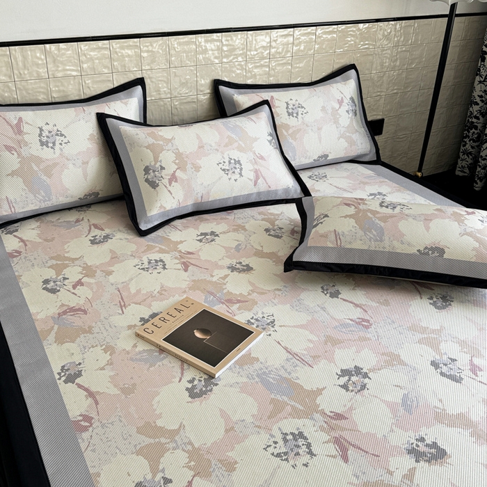 91家纺网 家纺一手货源 找家纺 懒猫家纺 2026新款800D数码印花大版冰藤凉席 慕妮卡