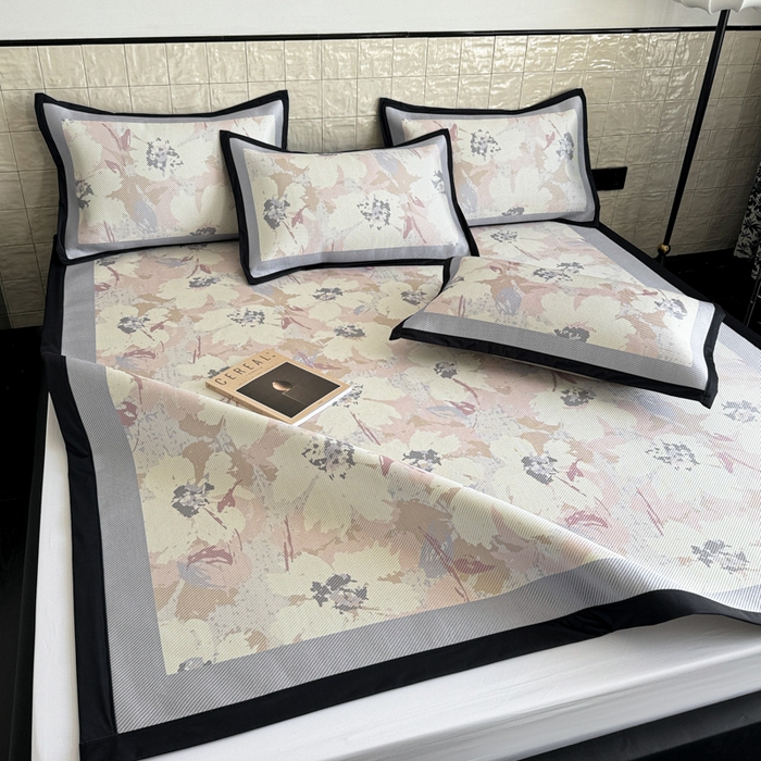 91家纺网 家纺一手货源 找家纺 懒猫家纺 2026新款800D数码印花大版冰藤凉席 慕妮卡