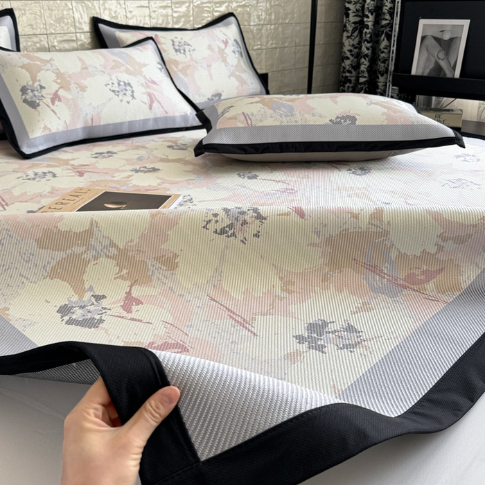 91家纺网 家纺一手货源 找家纺 懒猫家纺 2026新款800D数码印花大版冰藤凉席 慕妮卡