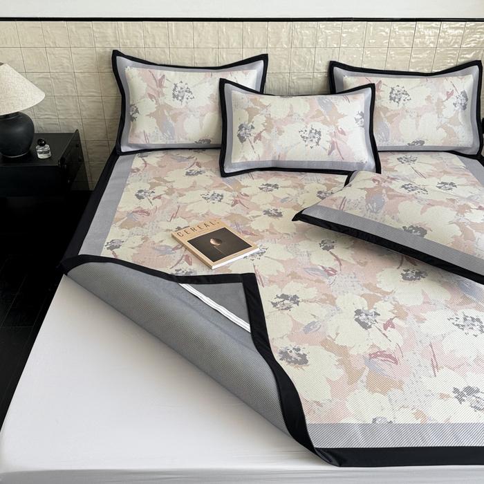 91家纺网 家纺一手货源 找家纺 懒猫家纺 2026新款800D数码印花大版冰藤凉席 慕妮卡