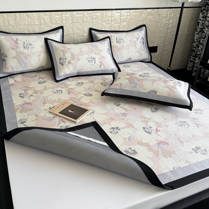 91家纺网 家纺一手货源 找家纺 懒猫家纺 2026新款800D数码印花大版冰藤凉席 慕妮卡