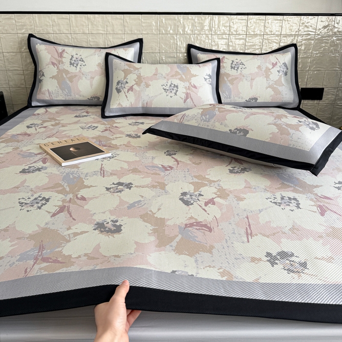 91家纺网 家纺一手货源 找家纺 懒猫家纺 2026新款800D数码印花大版冰藤凉席 慕妮卡