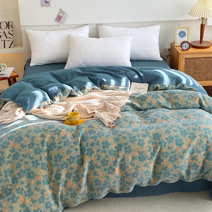 91家纺网 家纺一手货源 找家纺 春皖家纺 2026新款全棉纯棉拉链款双层纱被套单被套被套单件 百灵斯顿