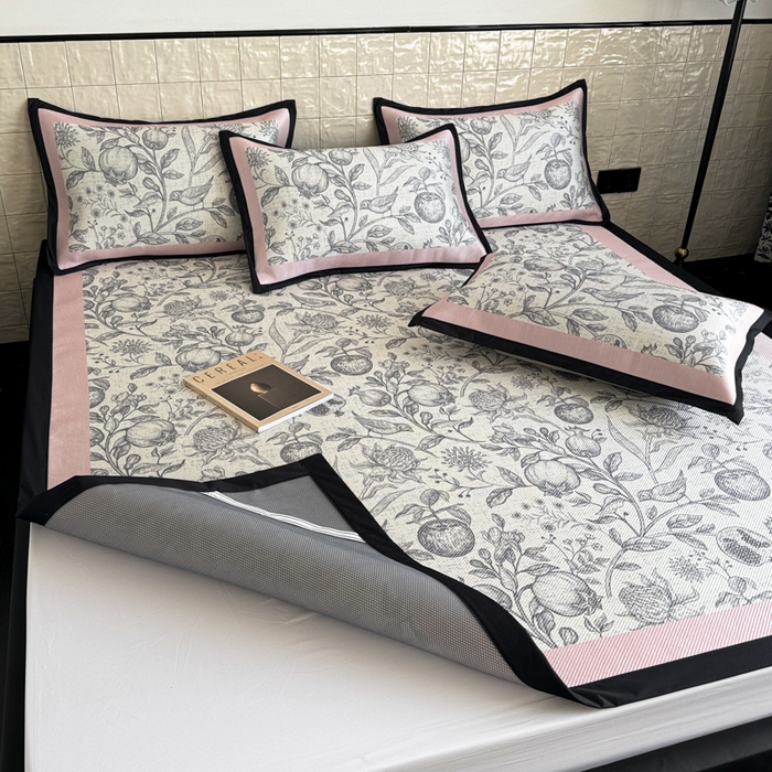 91家纺网 家纺一手货源 找家纺 懒猫家纺 2026新款800D数码印花大版冰藤凉席 妮莉丝