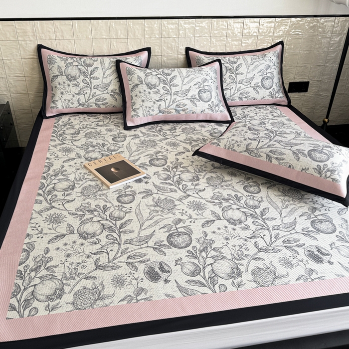 91家纺网 家纺一手货源 找家纺 懒猫家纺 2026新款800D数码印花大版冰藤凉席 妮莉丝