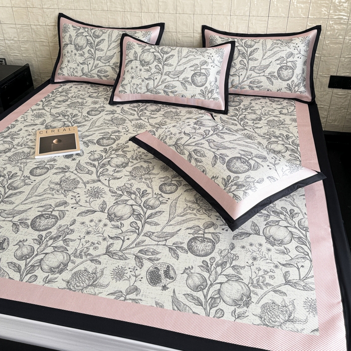 91家纺网 家纺一手货源 找家纺 懒猫家纺 2026新款800D数码印花大版冰藤凉席 妮莉丝