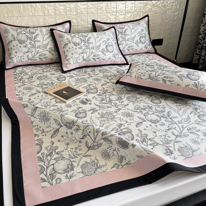 91家纺网 家纺一手货源 找家纺 懒猫家纺 2026新款800D数码印花大版冰藤凉席 妮莉丝