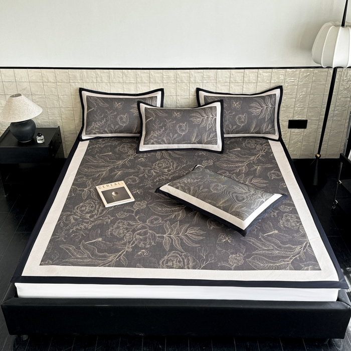 懒猫家纺 2026新款800D数码印花大版冰藤凉席 欧瑞亚