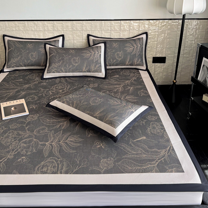 91家纺网 家纺一手货源 找家纺 懒猫家纺 2026新款800D数码印花大版冰藤凉席 欧瑞亚