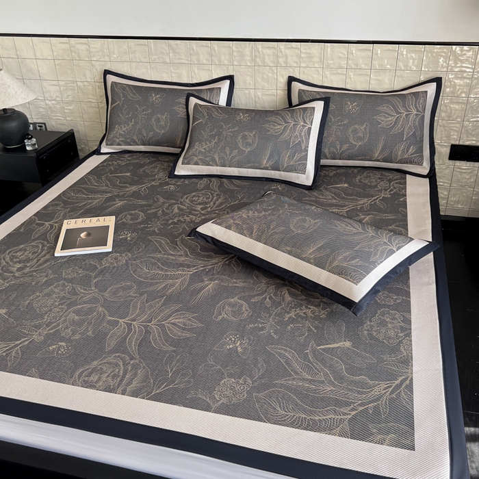 91家纺网 家纺一手货源 找家纺 懒猫家纺 2026新款800D数码印花大版冰藤凉席 欧瑞亚