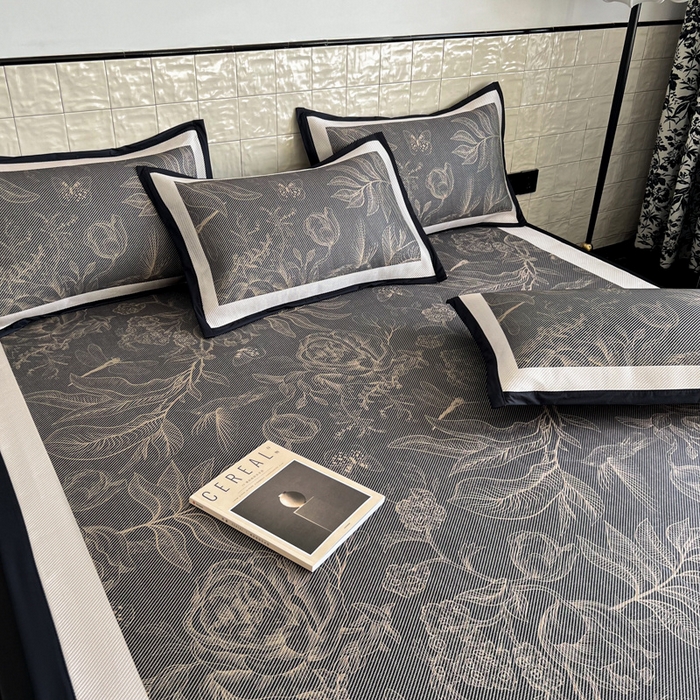 91家纺网 家纺一手货源 找家纺 懒猫家纺 2026新款800D数码印花大版冰藤凉席 欧瑞亚