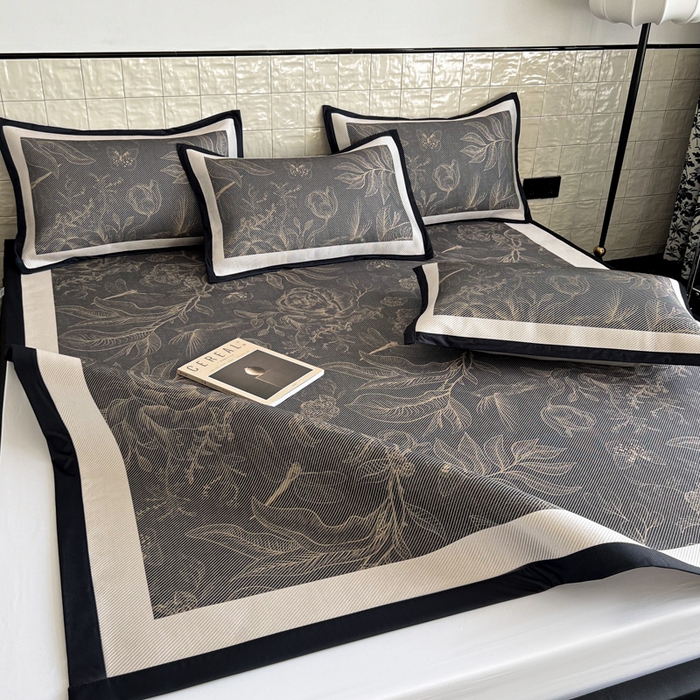 91家纺网 家纺一手货源 找家纺 懒猫家纺 2026新款800D数码印花大版冰藤凉席 欧瑞亚