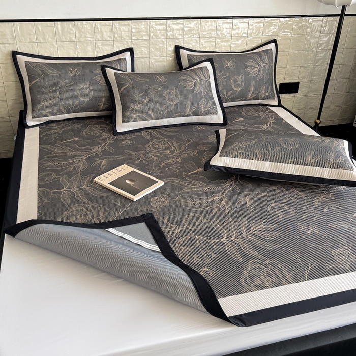 91家纺网 家纺一手货源 找家纺 懒猫家纺 2026新款800D数码印花大版冰藤凉席 欧瑞亚