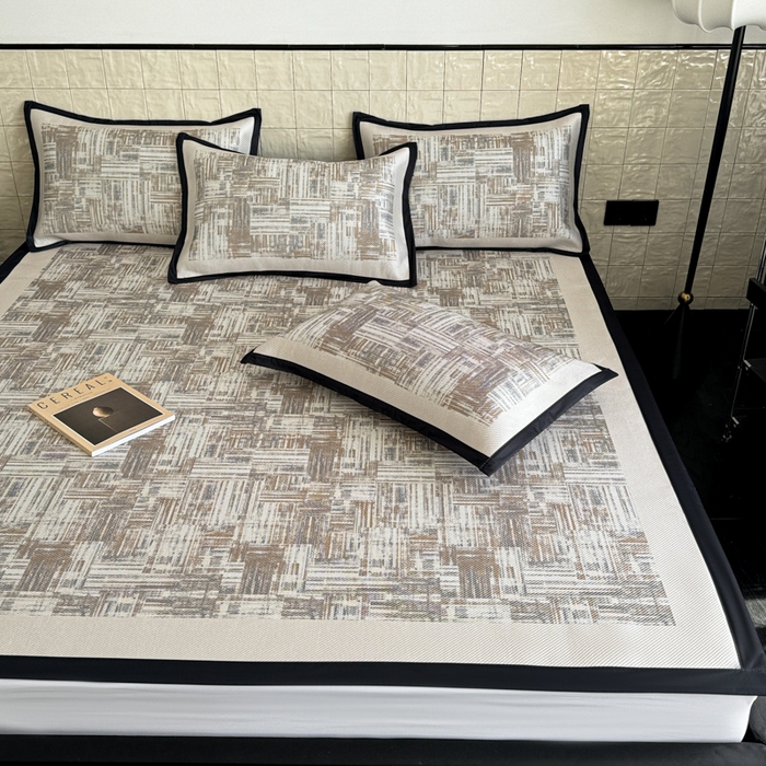 91家纺网 家纺一手货源 找家纺 懒猫家纺 2026新款800D数码印花大版冰藤凉席 伊丽雅