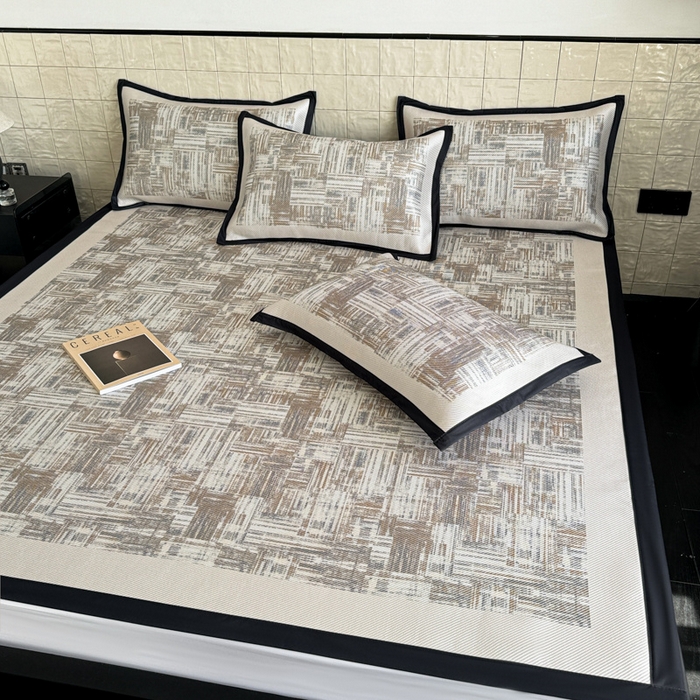 91家纺网 家纺一手货源 找家纺 懒猫家纺 2026新款800D数码印花大版冰藤凉席 伊丽雅