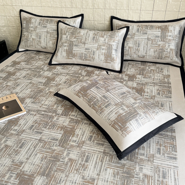 91家纺网 家纺一手货源 找家纺 懒猫家纺 2026新款800D数码印花大版冰藤凉席 伊丽雅