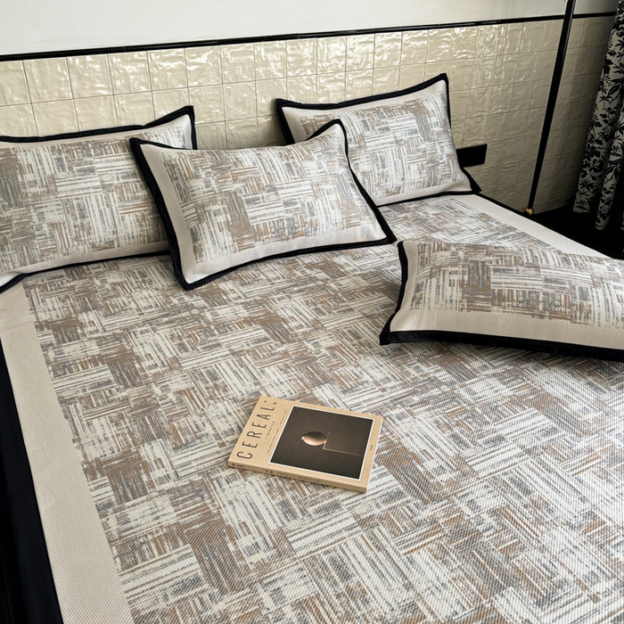 91家纺网 家纺一手货源 找家纺 懒猫家纺 2026新款800D数码印花大版冰藤凉席 伊丽雅