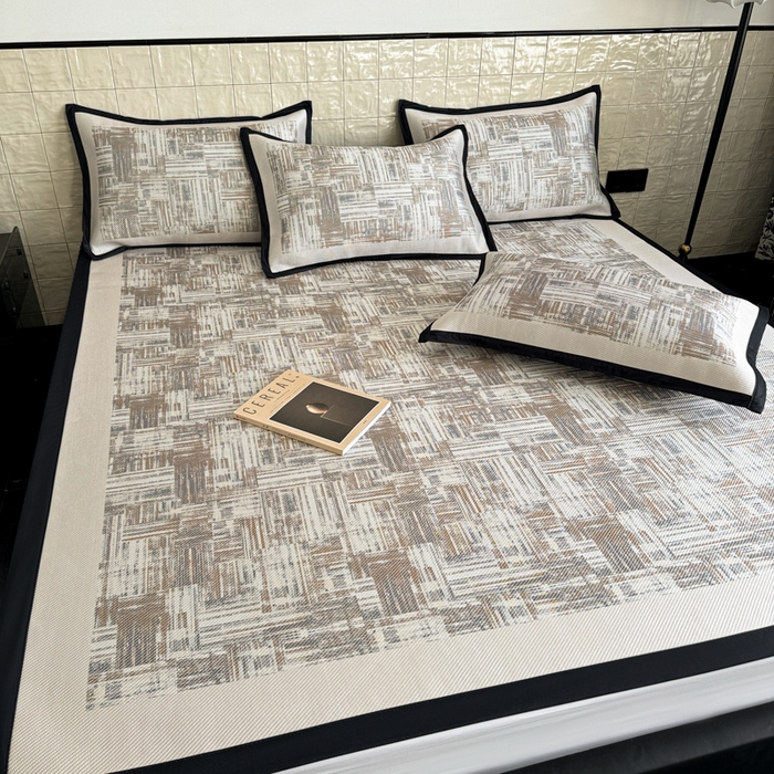 91家纺网 家纺一手货源 找家纺 懒猫家纺 2026新款800D数码印花大版冰藤凉席 伊丽雅