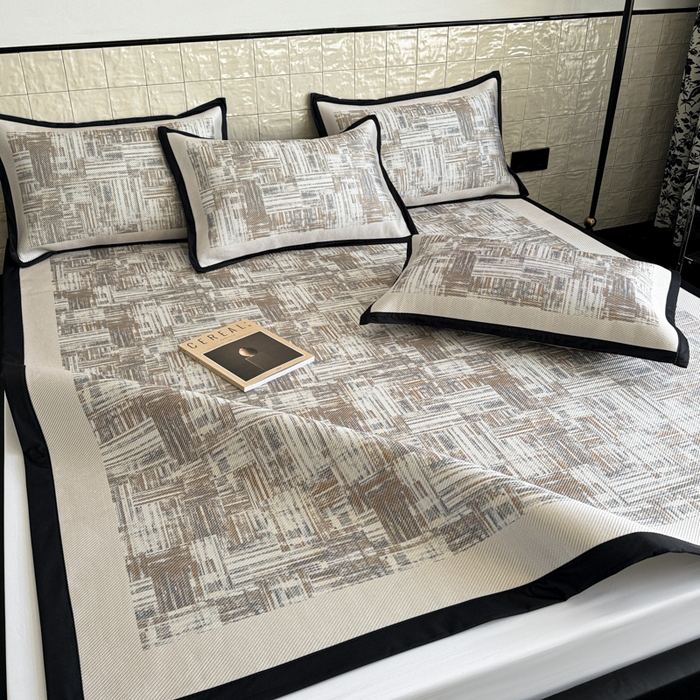 91家纺网 家纺一手货源 找家纺 懒猫家纺 2026新款800D数码印花大版冰藤凉席 伊丽雅