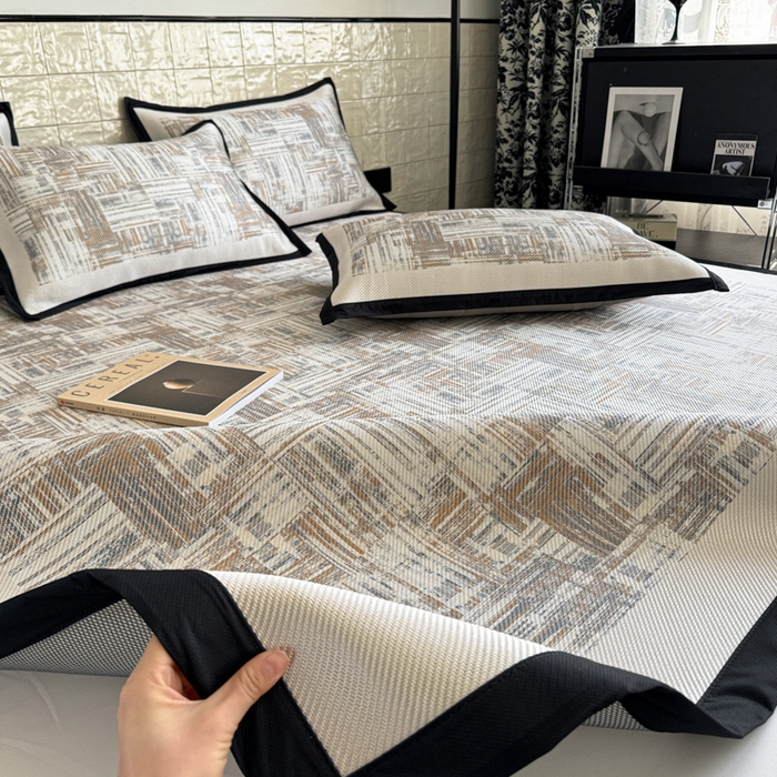 91家纺网 家纺一手货源 找家纺 懒猫家纺 2026新款800D数码印花大版冰藤凉席 伊丽雅