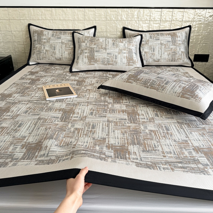 91家纺网 家纺一手货源 找家纺 懒猫家纺 2026新款800D数码印花大版冰藤凉席 伊丽雅