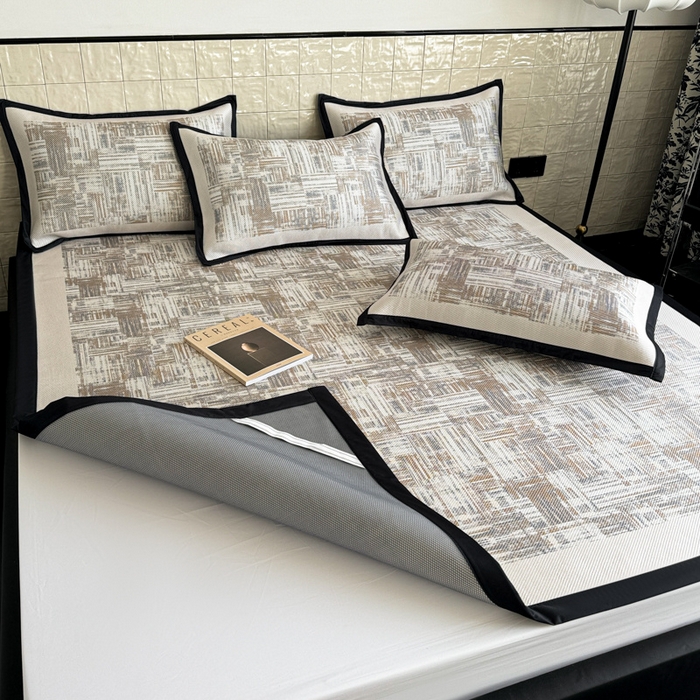 91家纺网 家纺一手货源 找家纺 懒猫家纺 2026新款800D数码印花大版冰藤凉席 伊丽雅