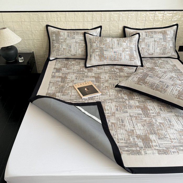 91家纺网 家纺一手货源 找家纺 懒猫家纺 2026新款800D数码印花大版冰藤凉席 伊丽雅