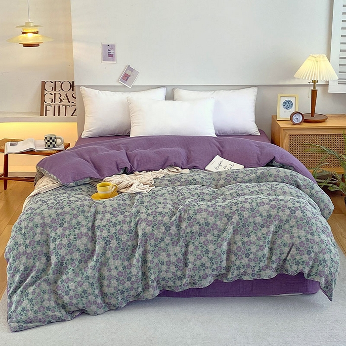 春皖家纺 2026新款全棉纯棉拉链款双层纱被套单被套被套单件 春光灿烂