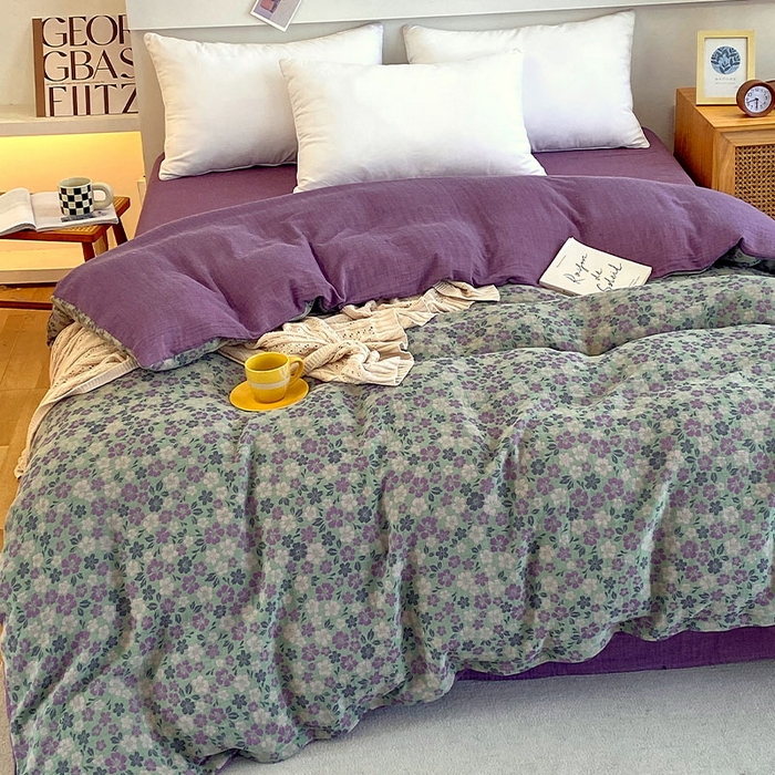 91家纺网 家纺一手货源 找家纺 春皖家纺 2026新款全棉纯棉拉链款双层纱被套单被套被套单件 春光灿烂